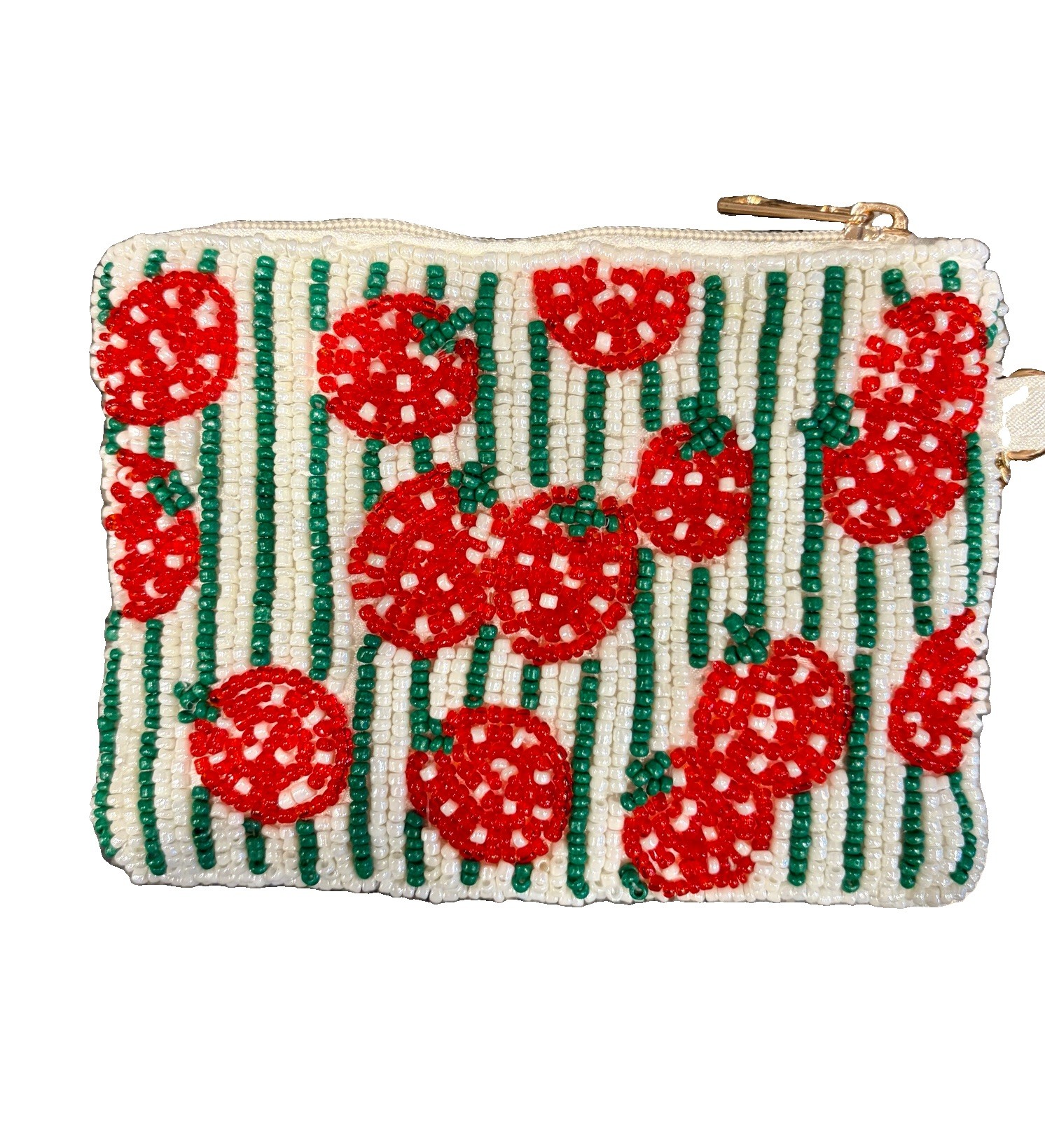 Made In India Beaded Strawberry Coin Purse NEW