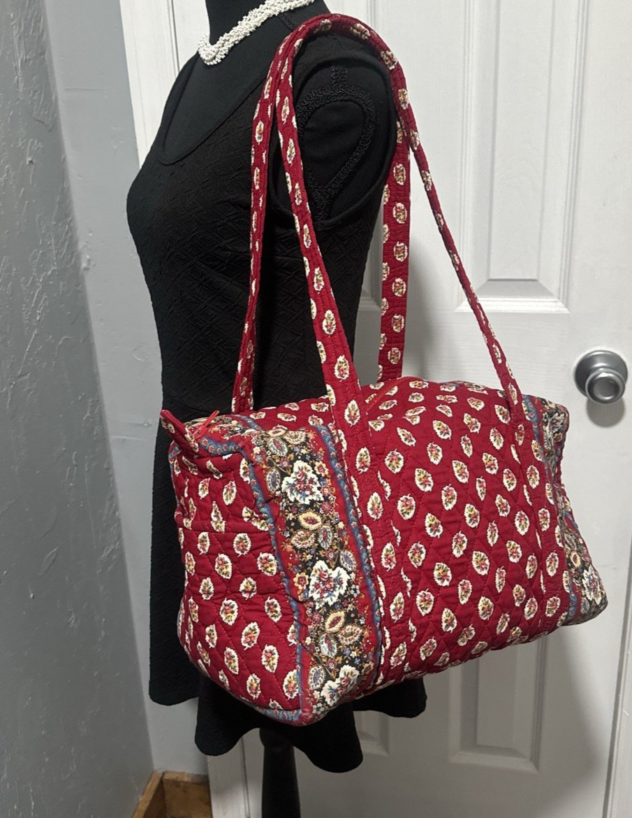 90s Vintage Vera Bradley Retired Pattern “Red Leaf” Shoulder Duffle Bag