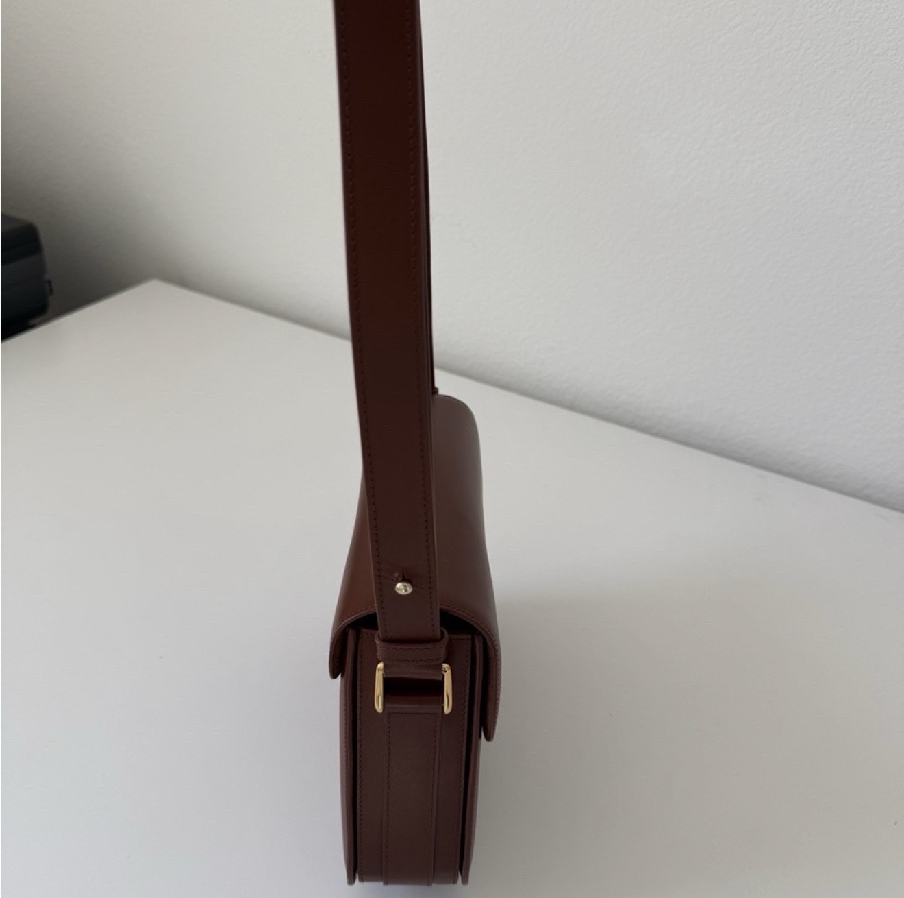 A.P.C. Grace Brown Small Crossbody Bag Gold Clasp Adjustable Strap Dust Bag