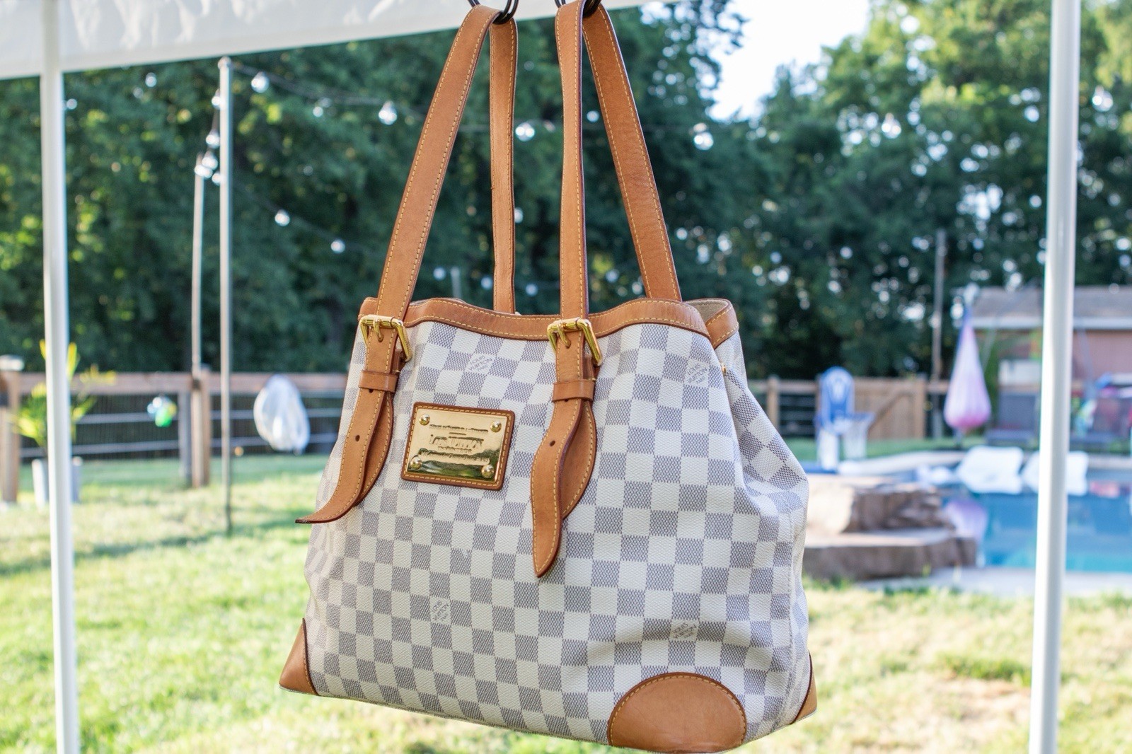 Louis Vuitton Hampstead MM Damier Azur Tote Shoulder Bag – Authentic + Dust Bag