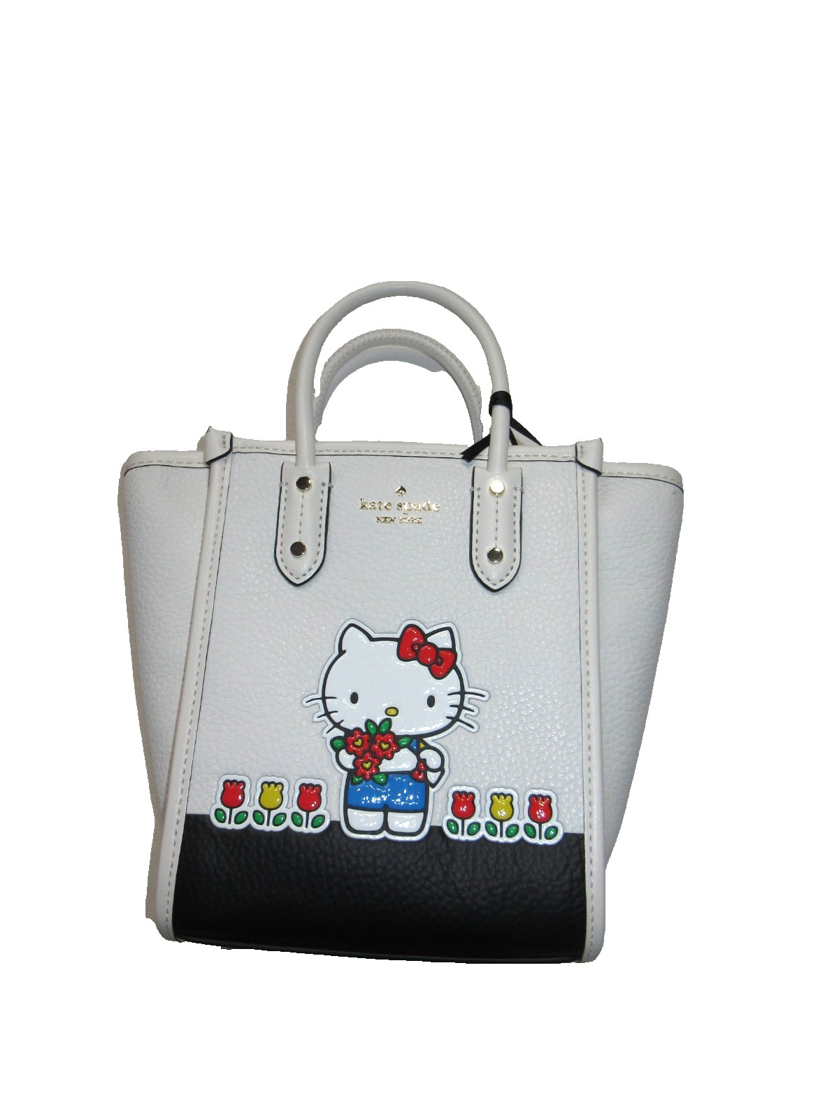 NWT Kate Spade x Hello Kitty Ella Mini Tote in White Multi Leather Purse