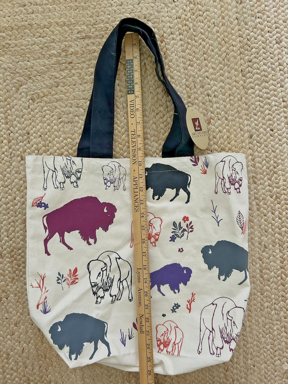 NEW Buffalo Bison Shopping Tote Canvas Bag LARGE American Studio Company NWT