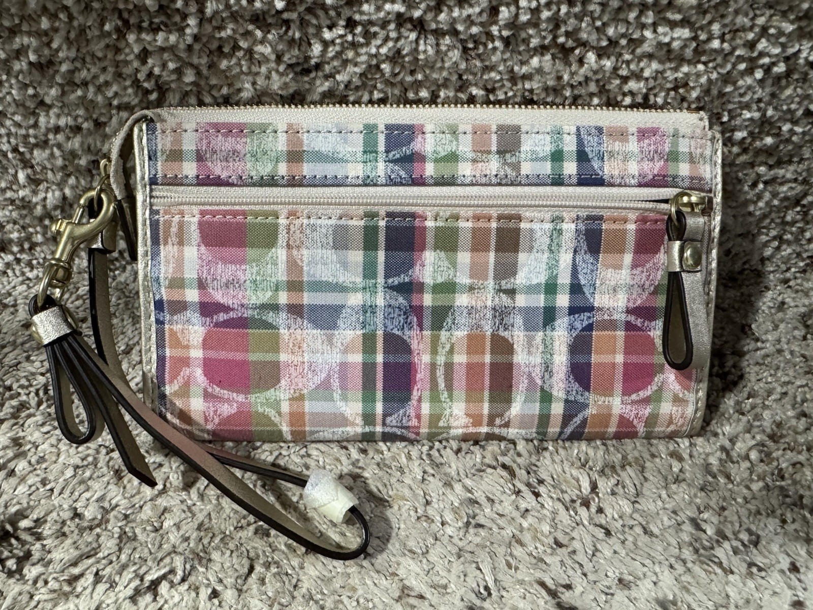 Coach Poppy Madras Zip Around Wallet Clutch Wristlet NWOT