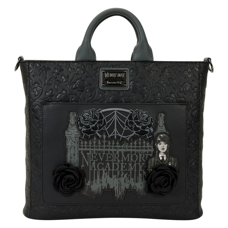 Loungefly Wednesday Black Roses Convertible Backpack & Tote Crossbody Bag