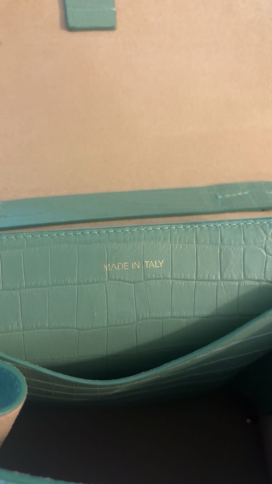 GAVAZZENI Teal Croc-Embossed Crossbody Bag- real Italian leather