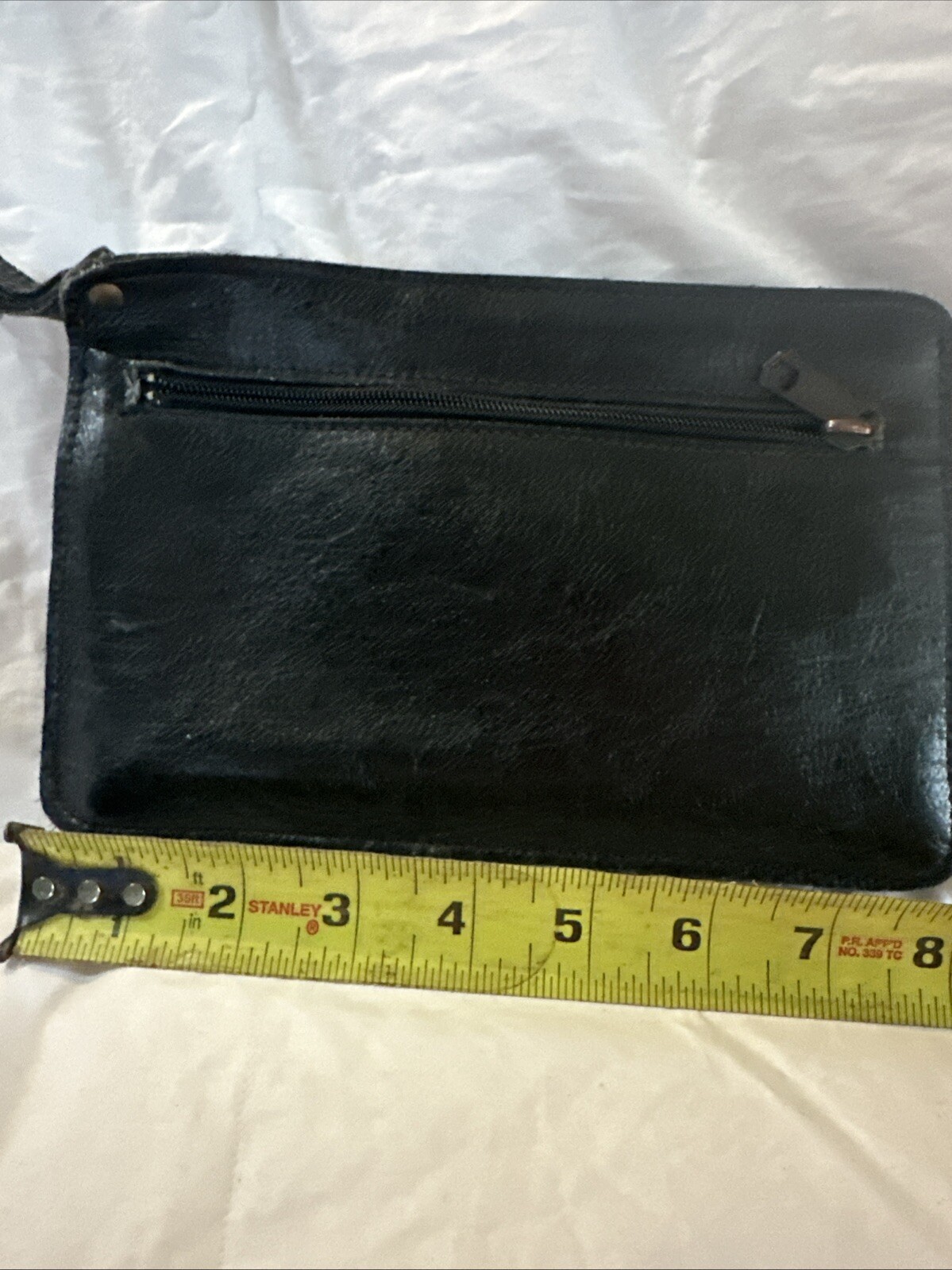 ASTRO GENUINE Black LEATHER Made In Brazil Ladies Clutch Wrist strap Zippers