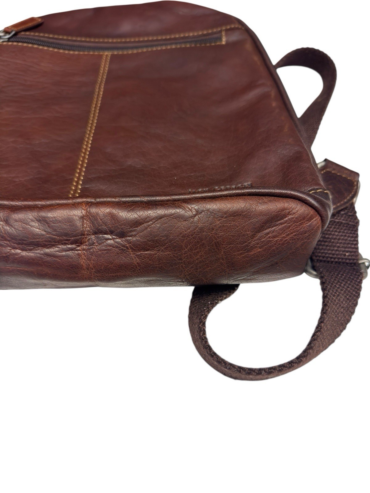 Jack Georges Brown Leather Backpack Travel Daypack Adjustable Strap
