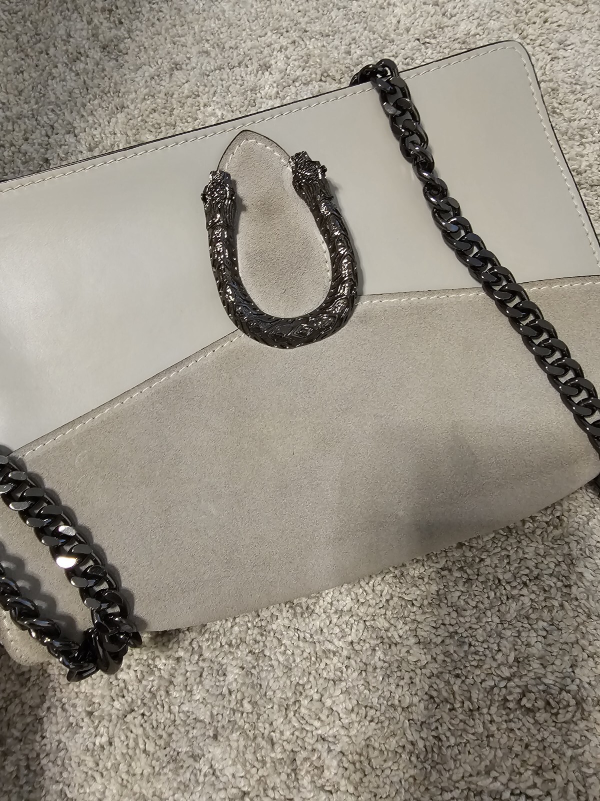 Vera Pelle Suede Leather Handbag Adjustable Crossbody Purse Snake Button/Closure