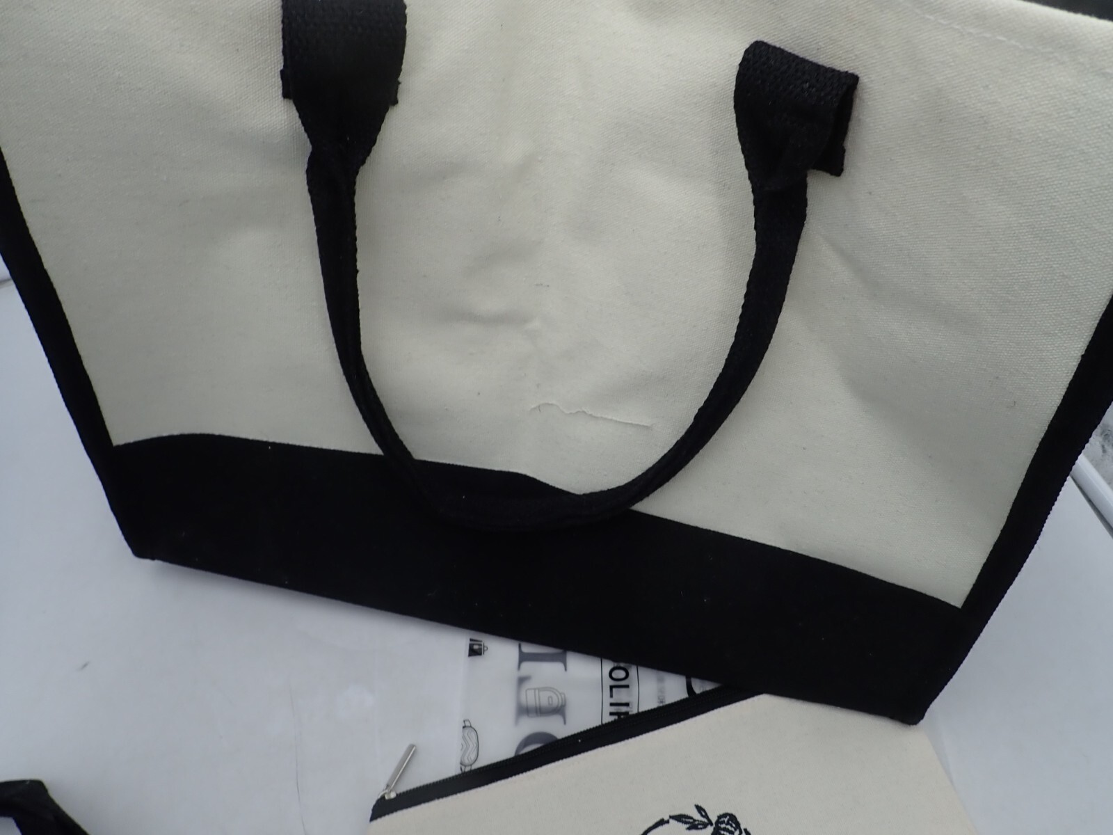 New Personalized Canvas Tote and Makeup Bag Monogrammed Initial Letter – E