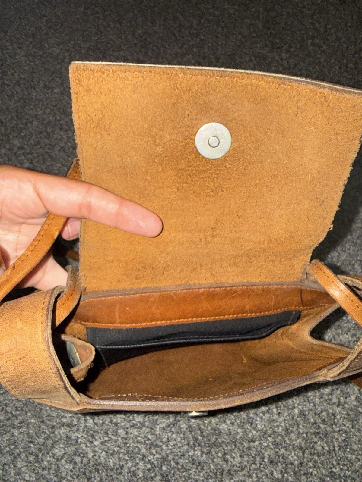 Two Bar West Purse with Strap Cowhide Brown & White Leather