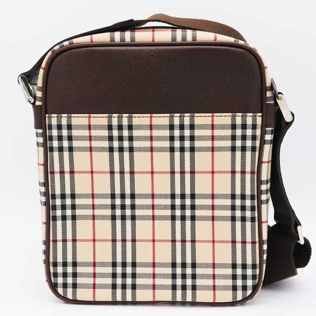 Burberry Nova Check Canvas PVC Leather Shoulder Crossbody Bag Auth
