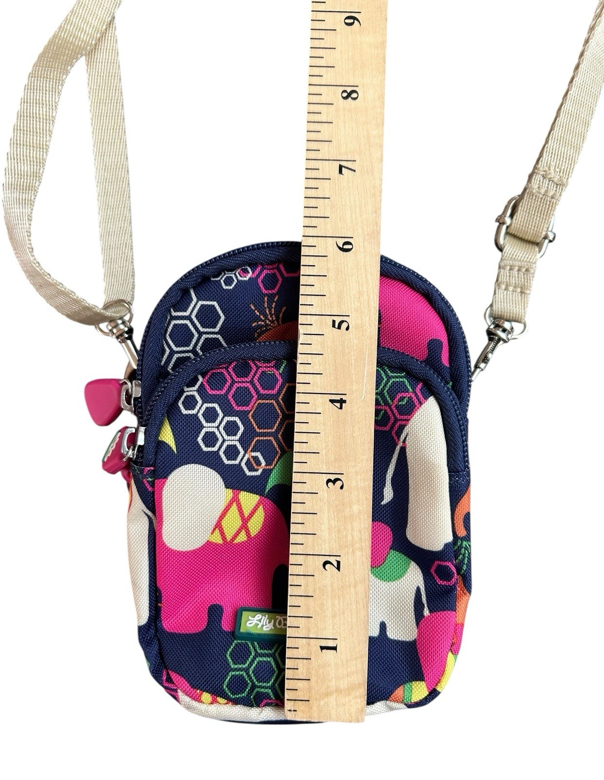Lily Bloom Mini Crossbody Bag Purse Elephant Rain Bella 3 Zips & Adjst. Strap