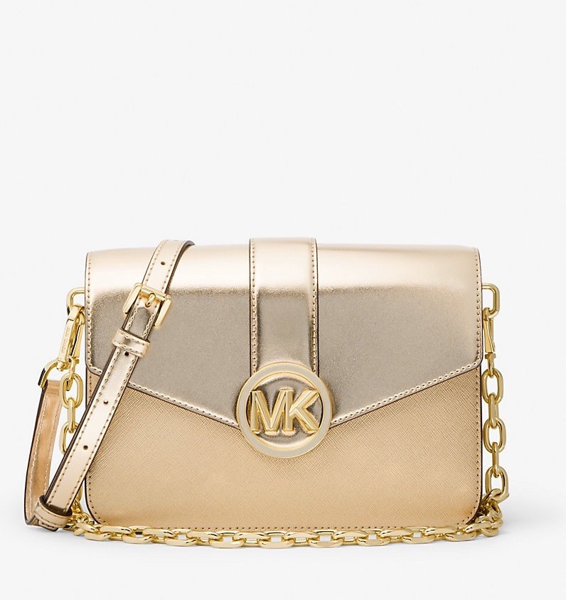 Michael Kors Carmen Medium Convertible Shoulder Bag NWT Pale Gold $538 MSRP