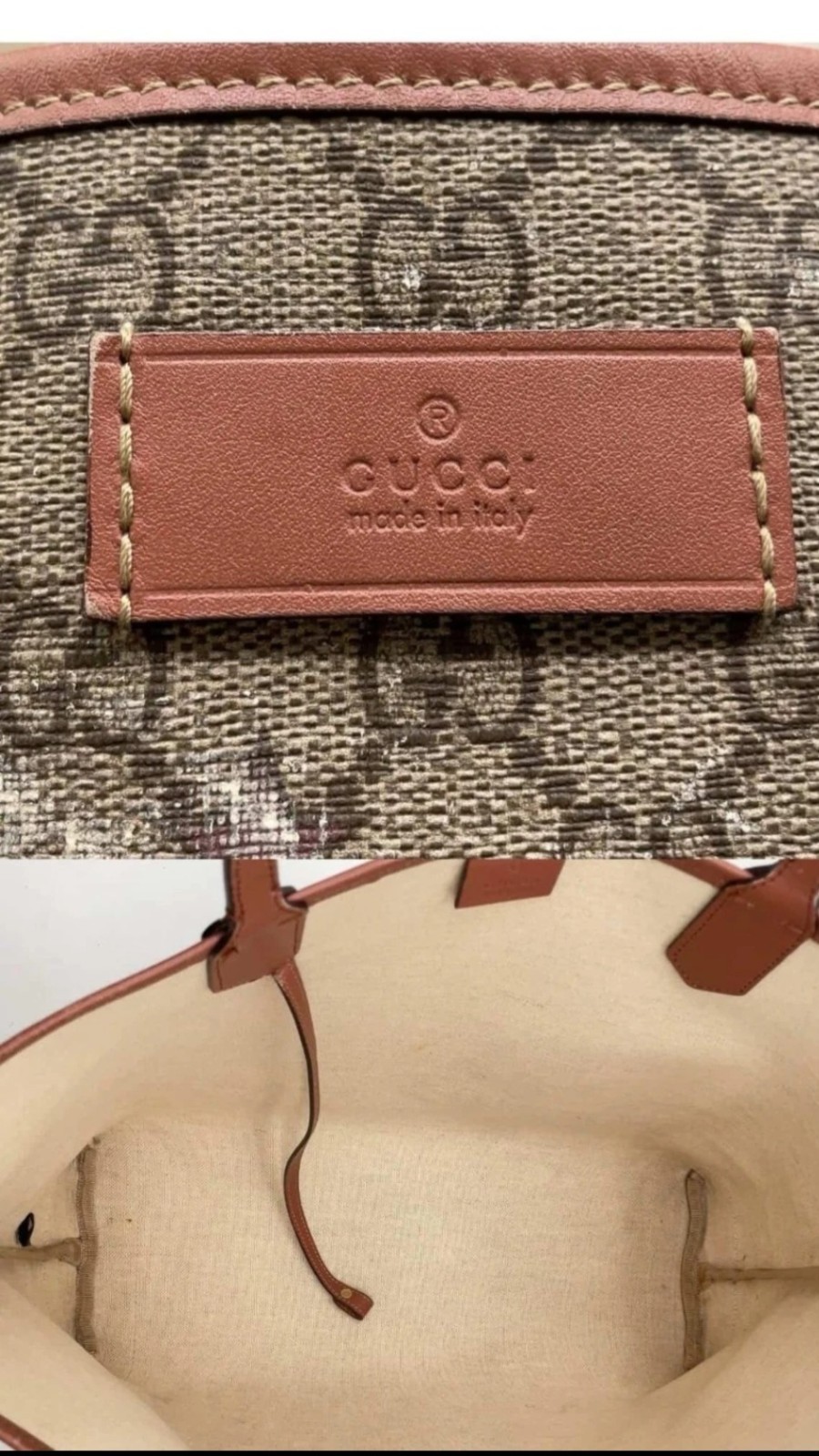GUCCI GG Supreme Star canvas Tote Bag Pink brown Women 7.87 x 11.41 x 4.33inch