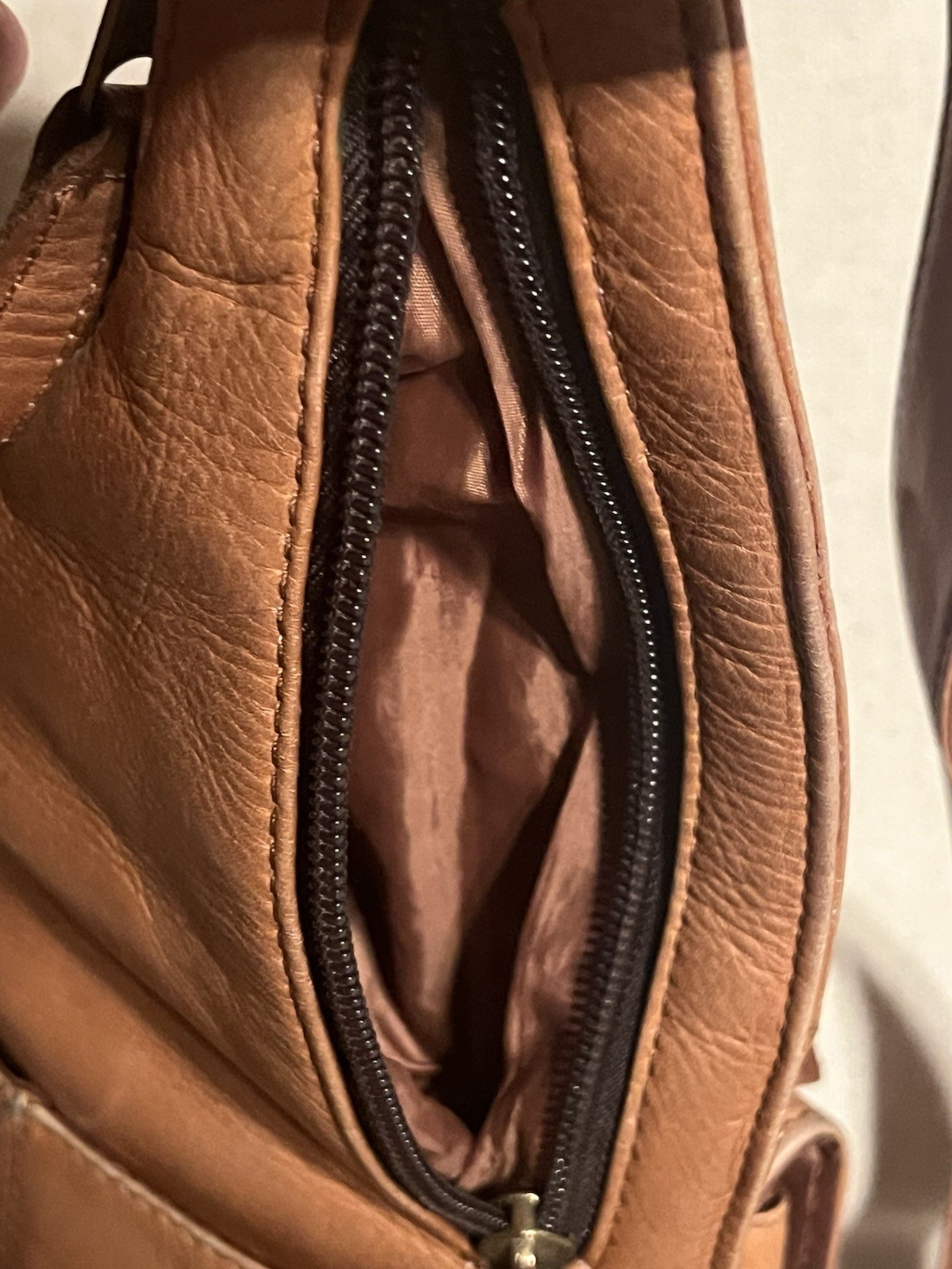 Fossil Latico Caramel Tan Leather Crossbody Bag with Logo Charm
