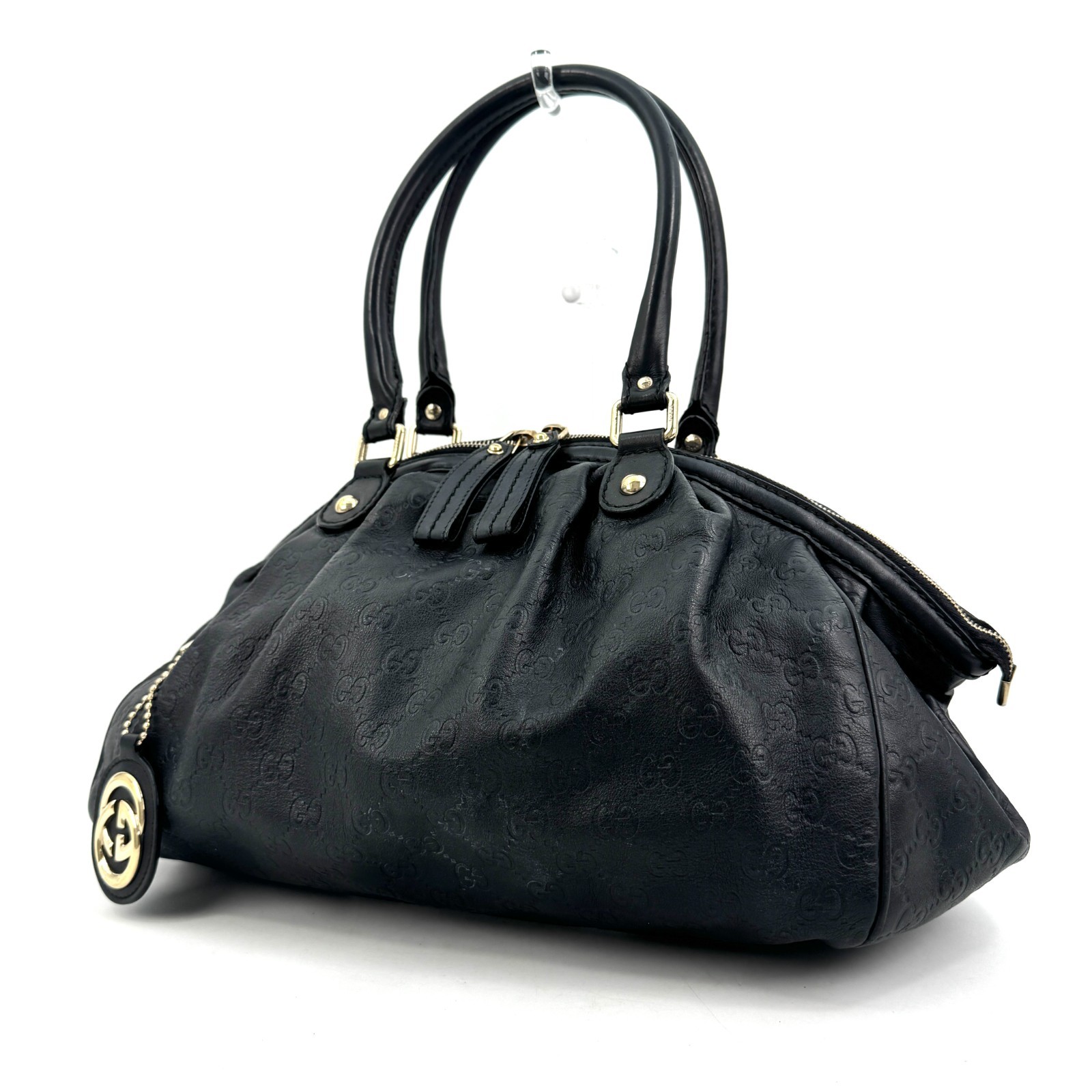 GUCCI Sukey Shoulder Bag Leather Black