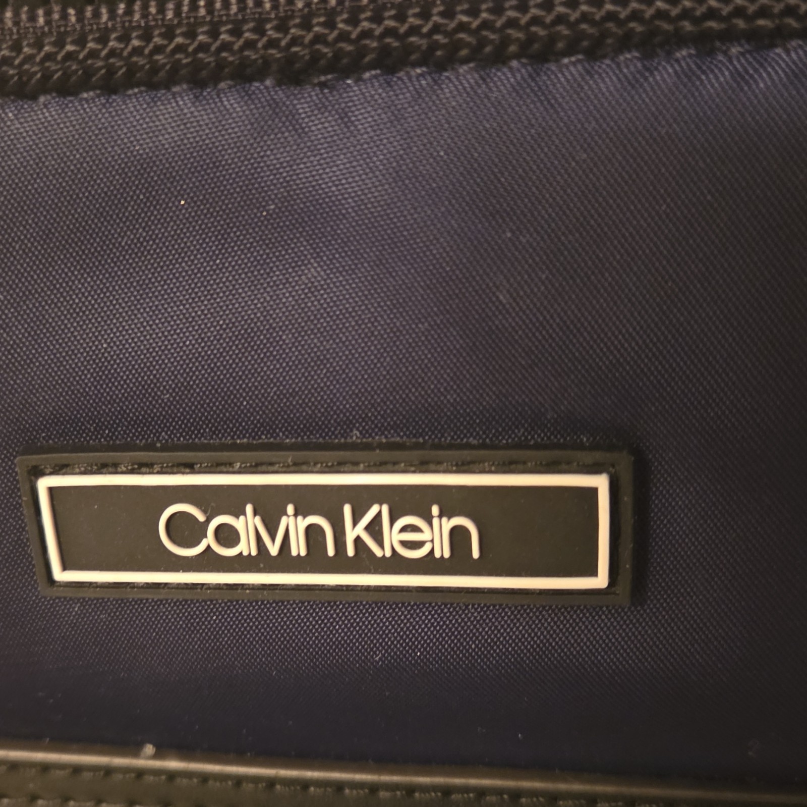 Calvin Klein Navy/Black Logo Medium Backpack Nylon Front Zip Pocket Zip Closure