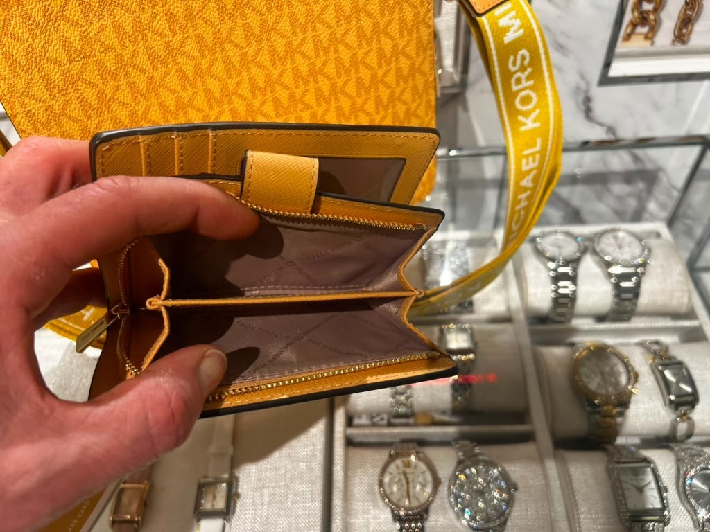 Michael Kors Lady Small Messenger Purse Crossbody Bag + Bifold Wallet Honeywheat