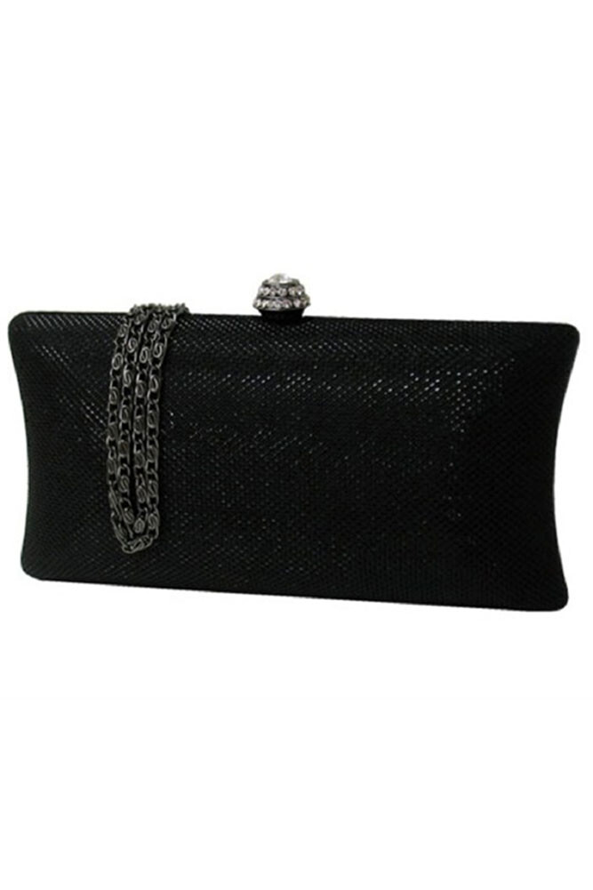 Anthropologie Style Fashion Trendy Glitter Satin Basic Hard Case Clutch Bag