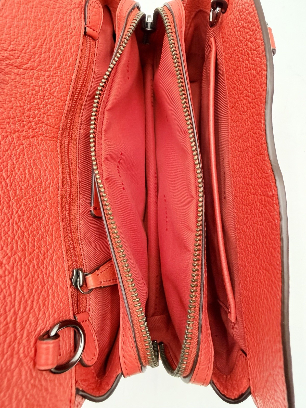 Coach Mercer Satchel 24 Coral Red Pebble Leather Crossbody 37779 Purse NO STRAP