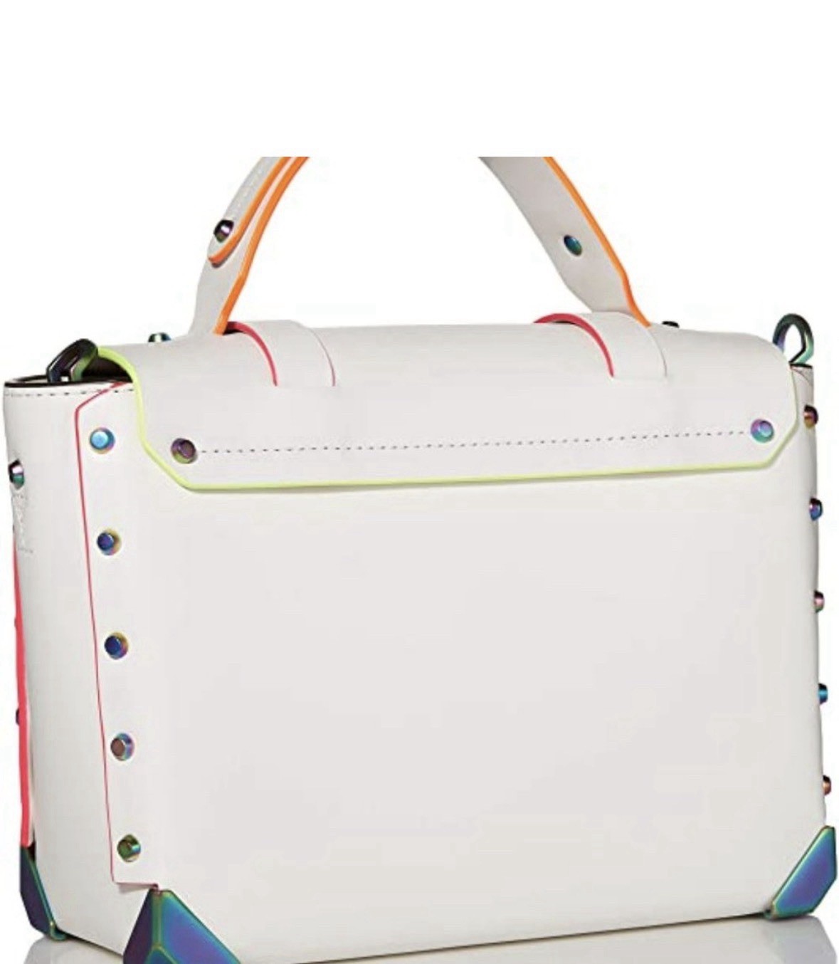 Michael Kors Manhattan Satchel Optic White Rainbow Stud Leather Bag