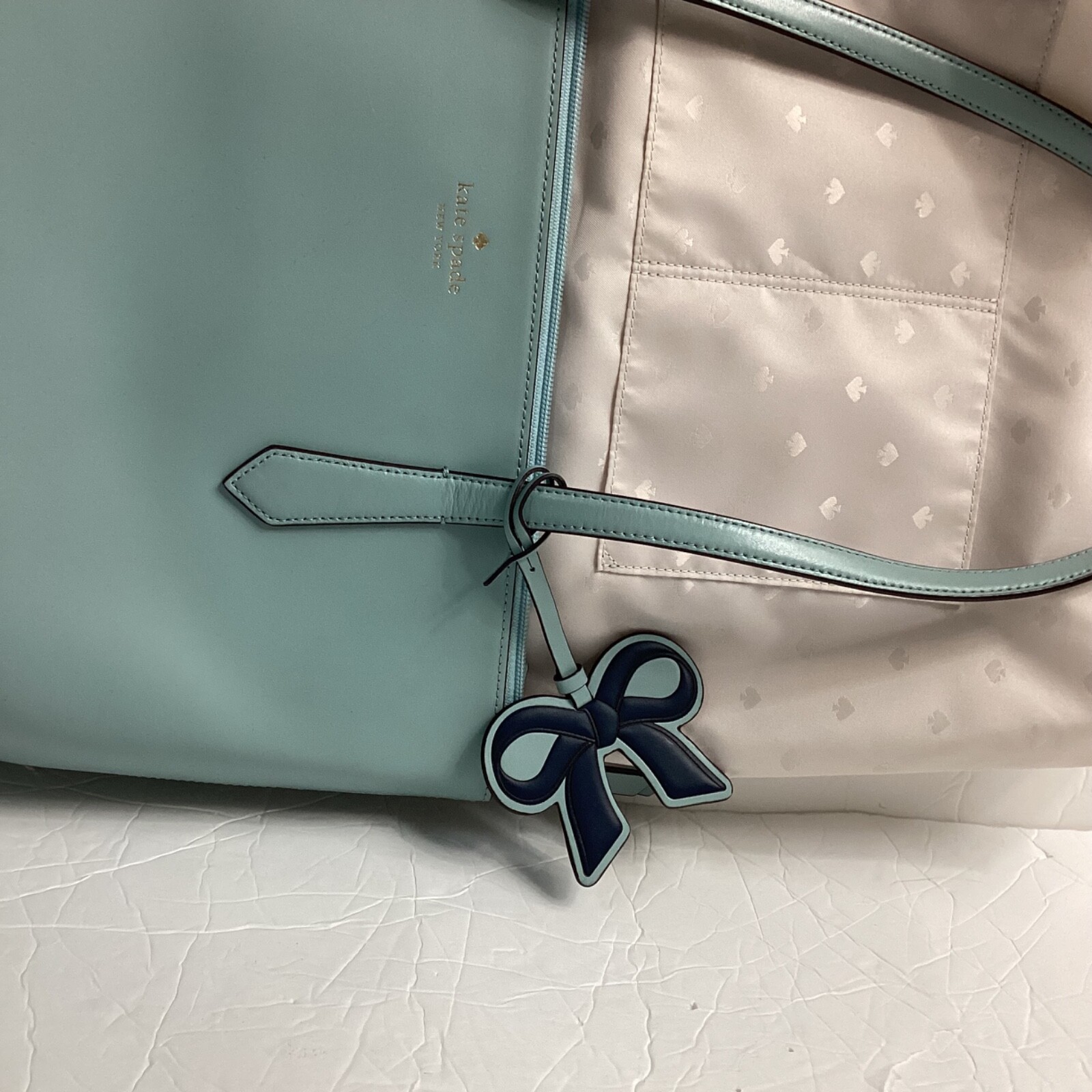 NWOT KATE SPADE CASSY FROSTED SPEARMINT LARGE SMOOTH LEATHER TOTE CARRIER
