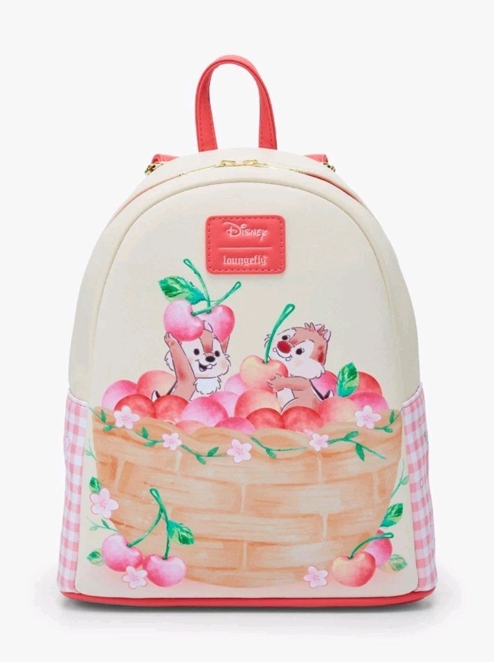 Loungefly Disney Chip ‘N’ Dale And Cherry Basket Mini Backpack New