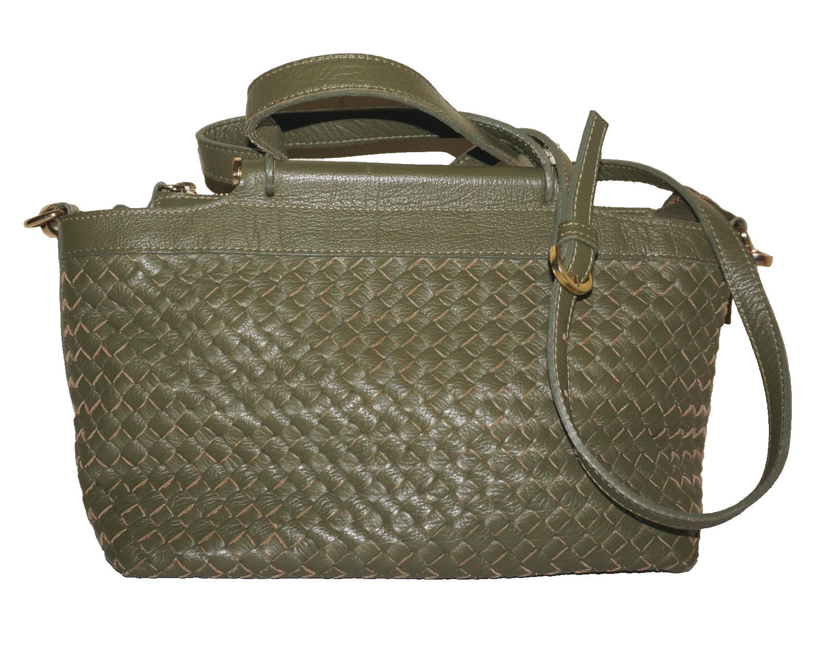 Vintage GIORGIA MILANI Khaki Green Leather Handbag Crossbody 7×10 ITALY