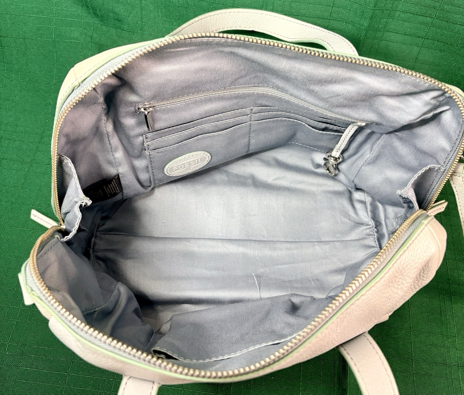 Fossil Light Blue Sydney Zip Bag/ Convertible Sachel Shoulder Bag/ Crossbody