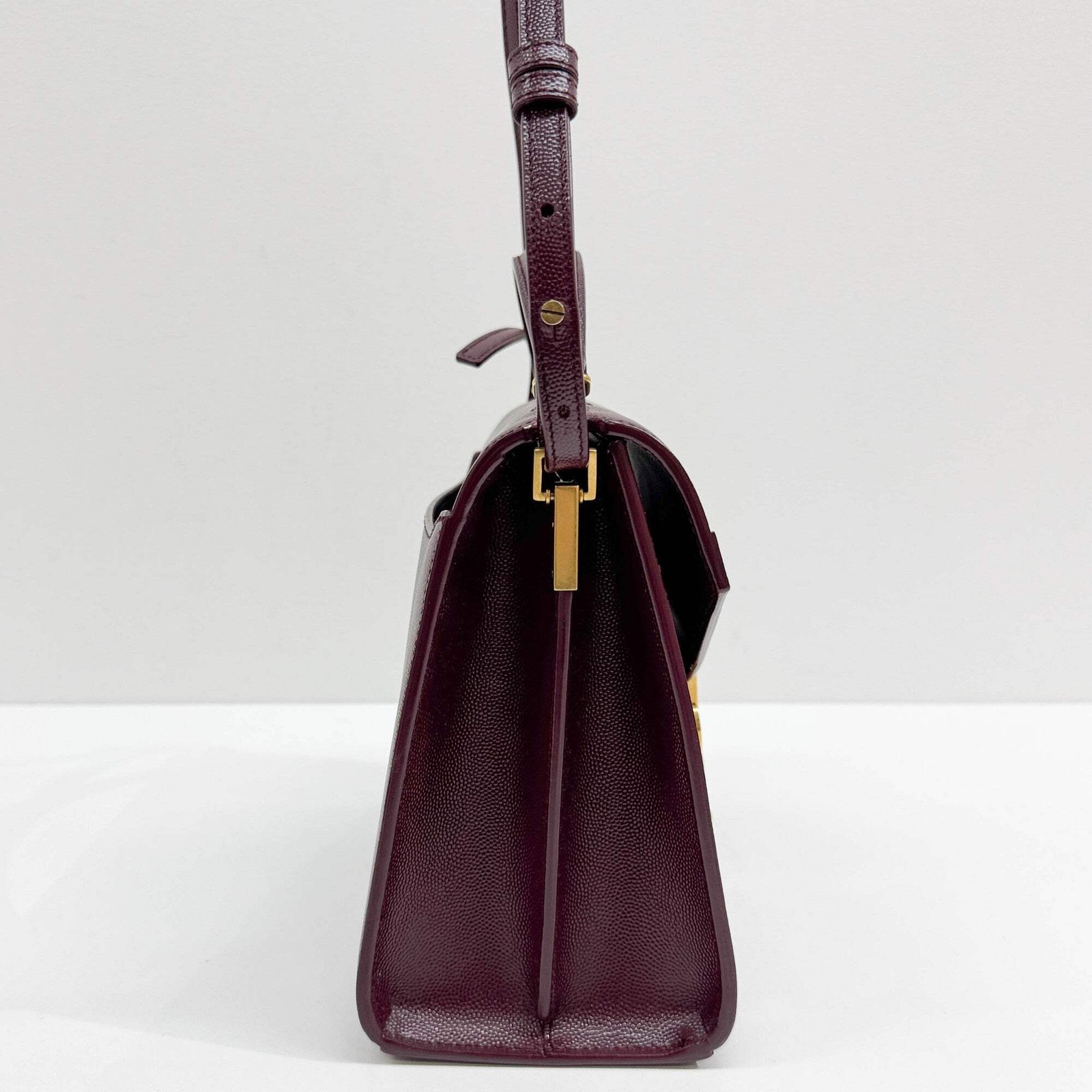 SAINT LAURENT Cassandra Top Handle Red Leather Two Way Bag