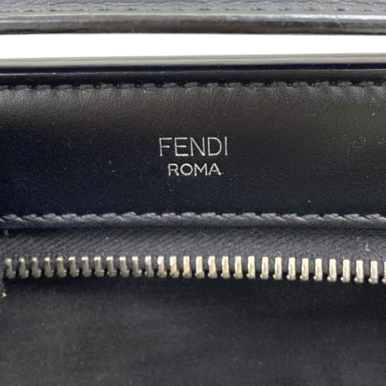 FENDI Dot Com Click Faces Shoulder Handbag Calfskin Black 8BN299
