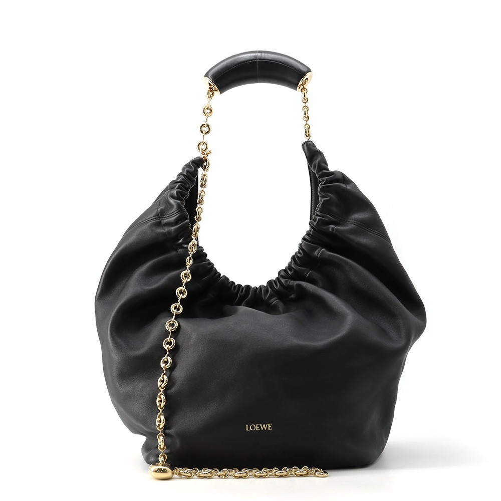 LOEWE Squeeze Bag Size Medium Leather Black A914Q37X01