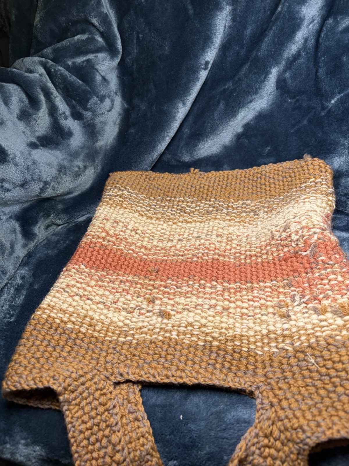 Handmade Crochet/knitted Shoulder Bag Browns, Cream, And Orange