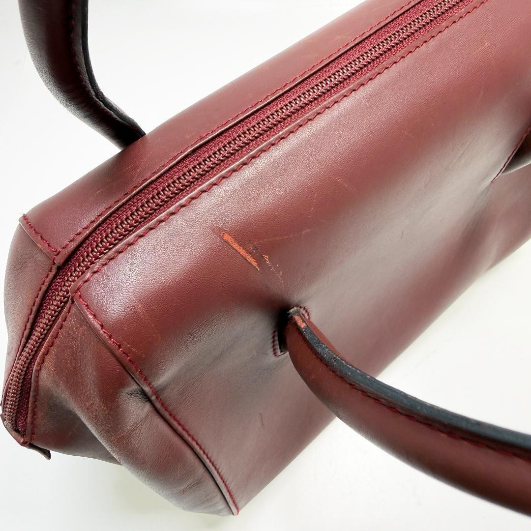 Must de Cartier Authentic Handbag Bordeaux Red Leather Tote Formal Mini Boston