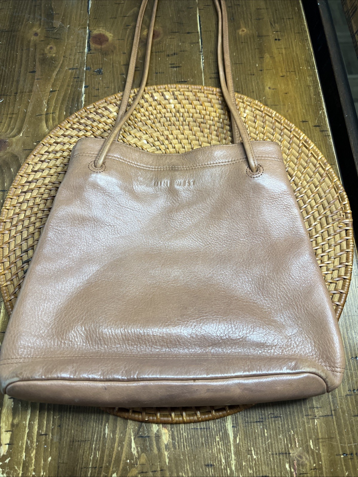 Nine West Coffee Brown Beautiful leather purse handbag Long Straps Medium Soft