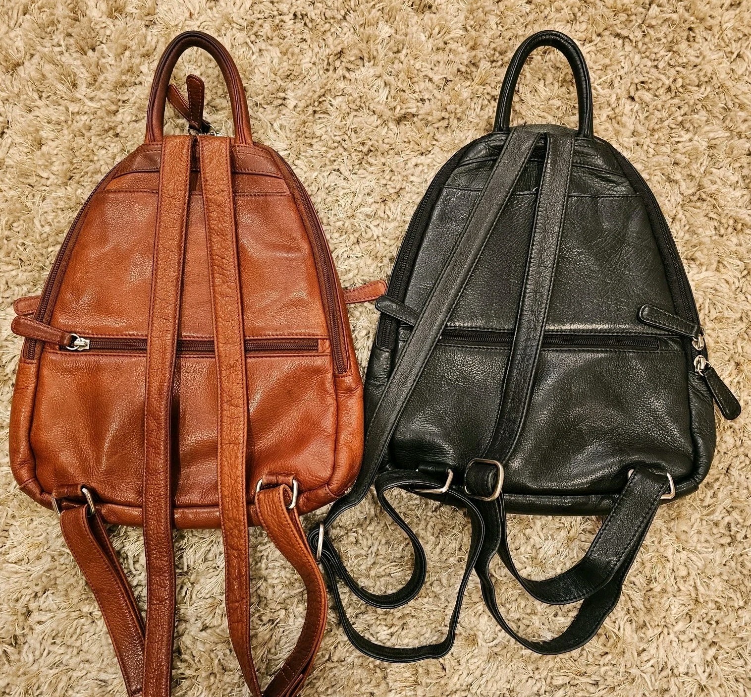 Lot 2 Osgoode Marley Teardrop Leather Backpacks Brown Black Purse Tote Bags B85
