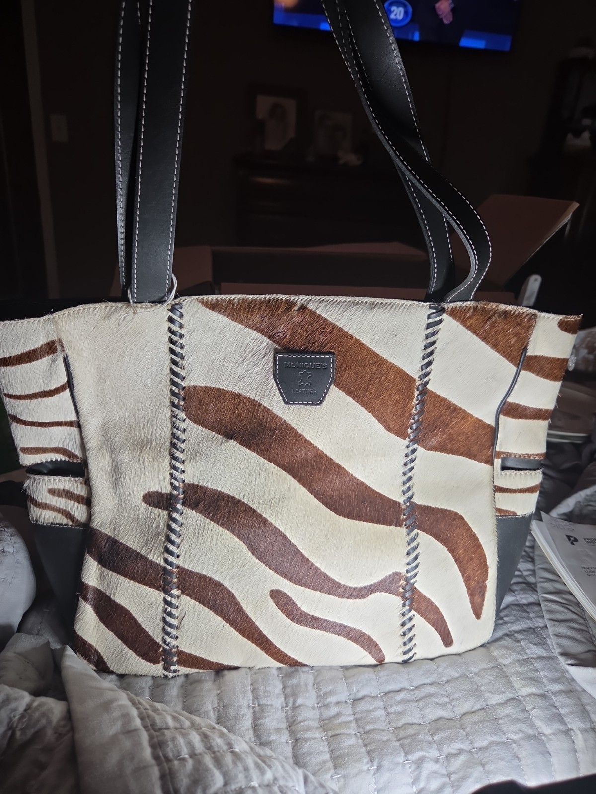 Monique’s Leather Zebra Print Cowhide Shoulder Bag – Boutique…