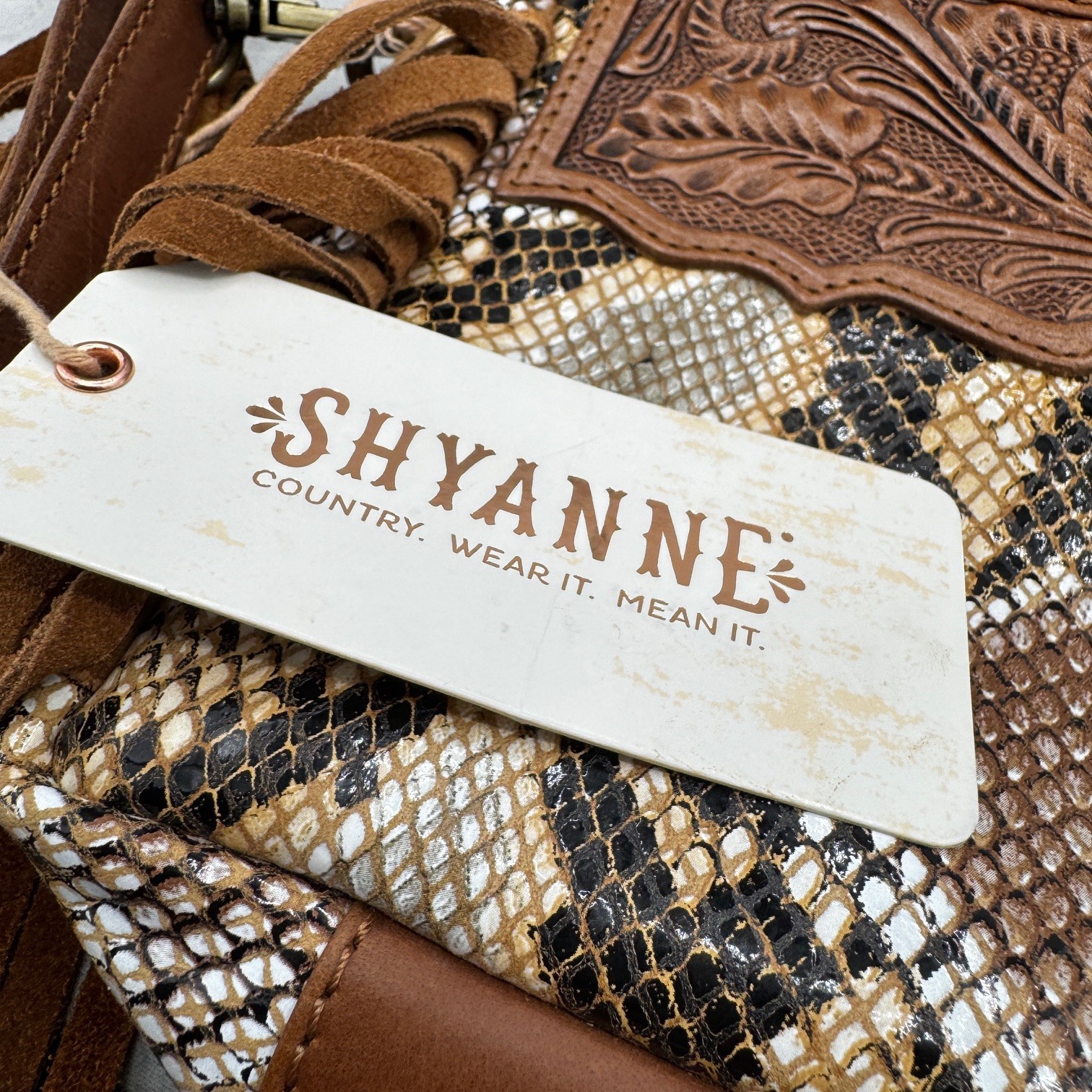 NEW Shyanne Tooled Snakeskin Fringe Crossbody Bag Purse Western Cowgirl Rodeo