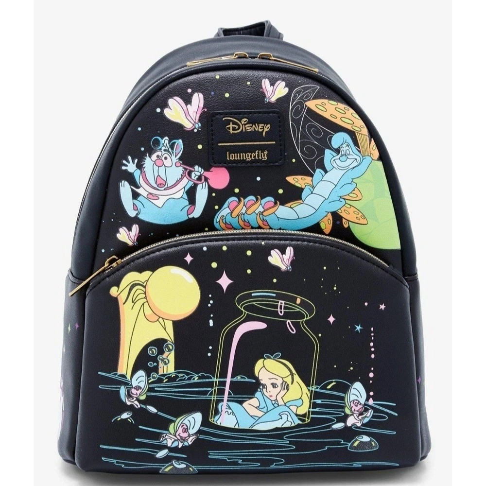 Loungefly Disney Alice In Wonderland Mini Backpack Glow In The Dark Psychedelic