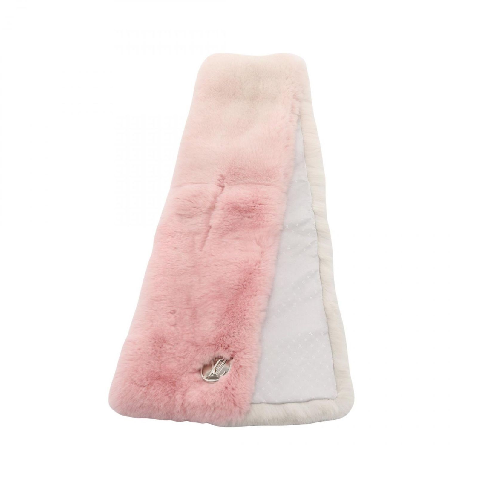 LOUIS VUITTON Echarpe Winter Sunset Rabbit Fur Muffler Pink White 117cm x 16cm