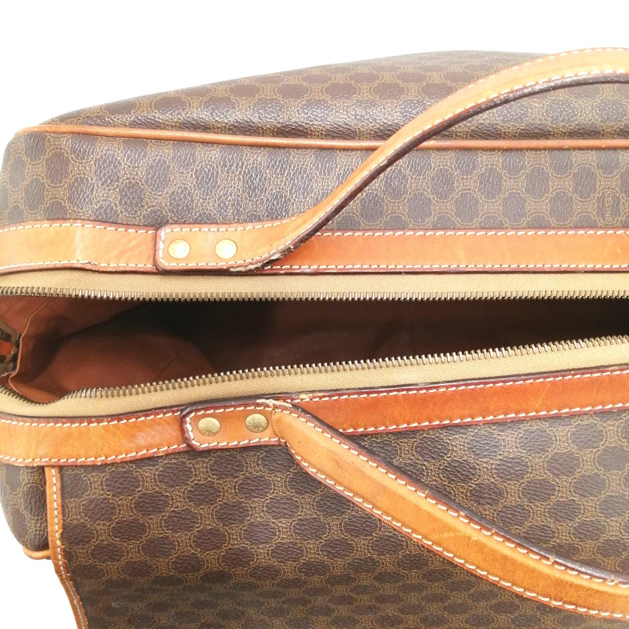 CELINE Macadam Boston bag Brown Leather PVC Duffle bag Large capacity JMB11