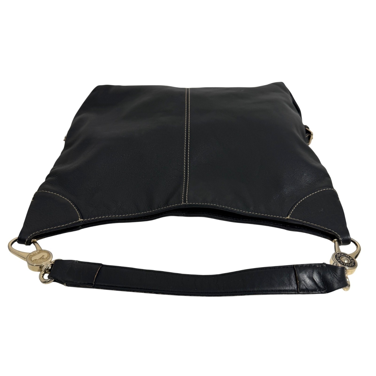 Dooney Bourke Black Leather Large Slouchy Hobo Shoulder Bag Toggle Clasp Strap