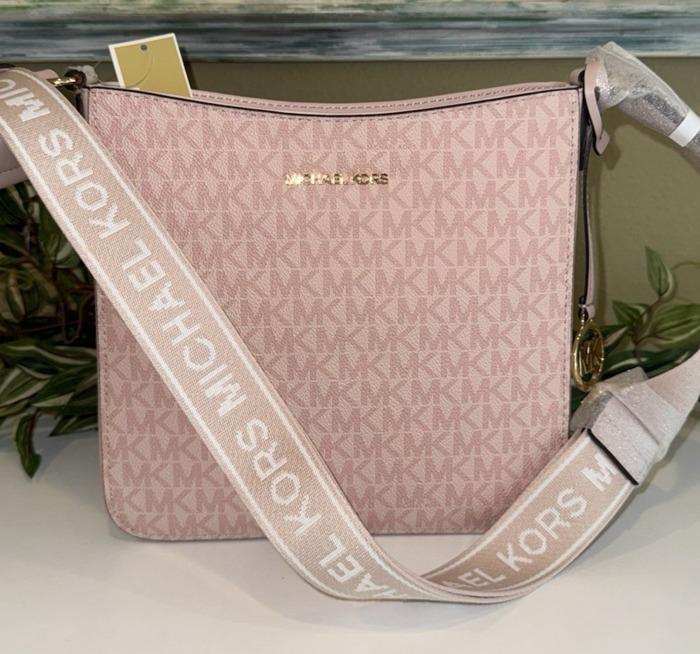 MICHAEL KORS JET SET TRAVEL SMALL ZIP CROSSBODY MESSENGER BAG MK BLUSH PINK LOGO