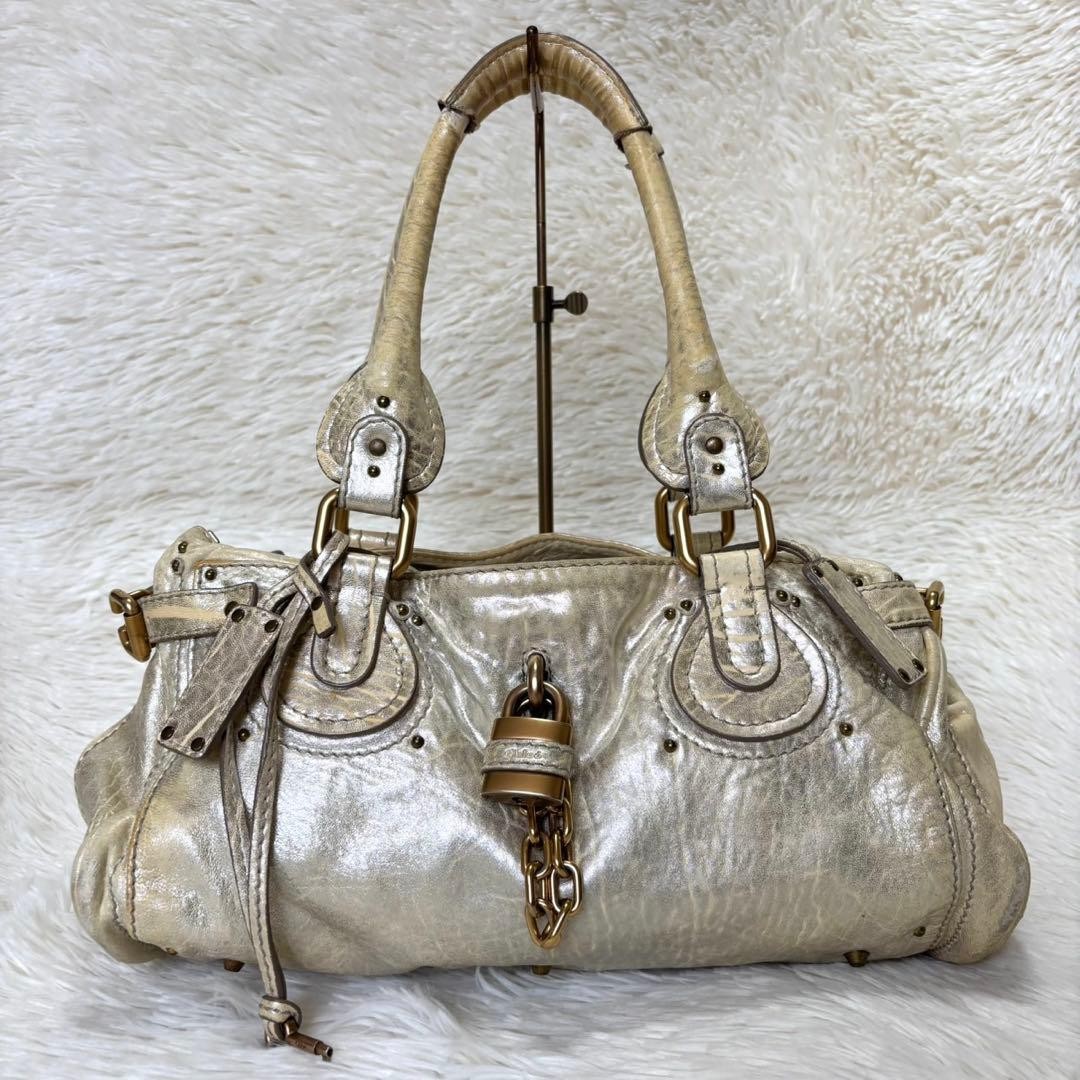 Chloe Paddington Metallic Leather Satchel Bag Rare Archive Vintage Auth
