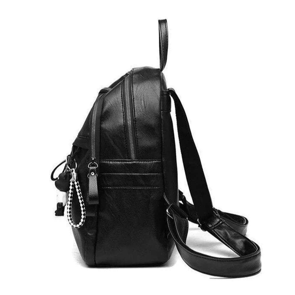 Stylish Women’s PU Leather Backpack Casual Daypack Travel School Bag Black