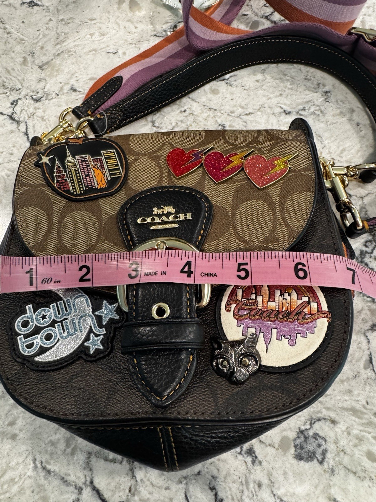 Coach Kleo Shoulder Bag 17 Colorblock Signature Canvas With Disco Patches C6917