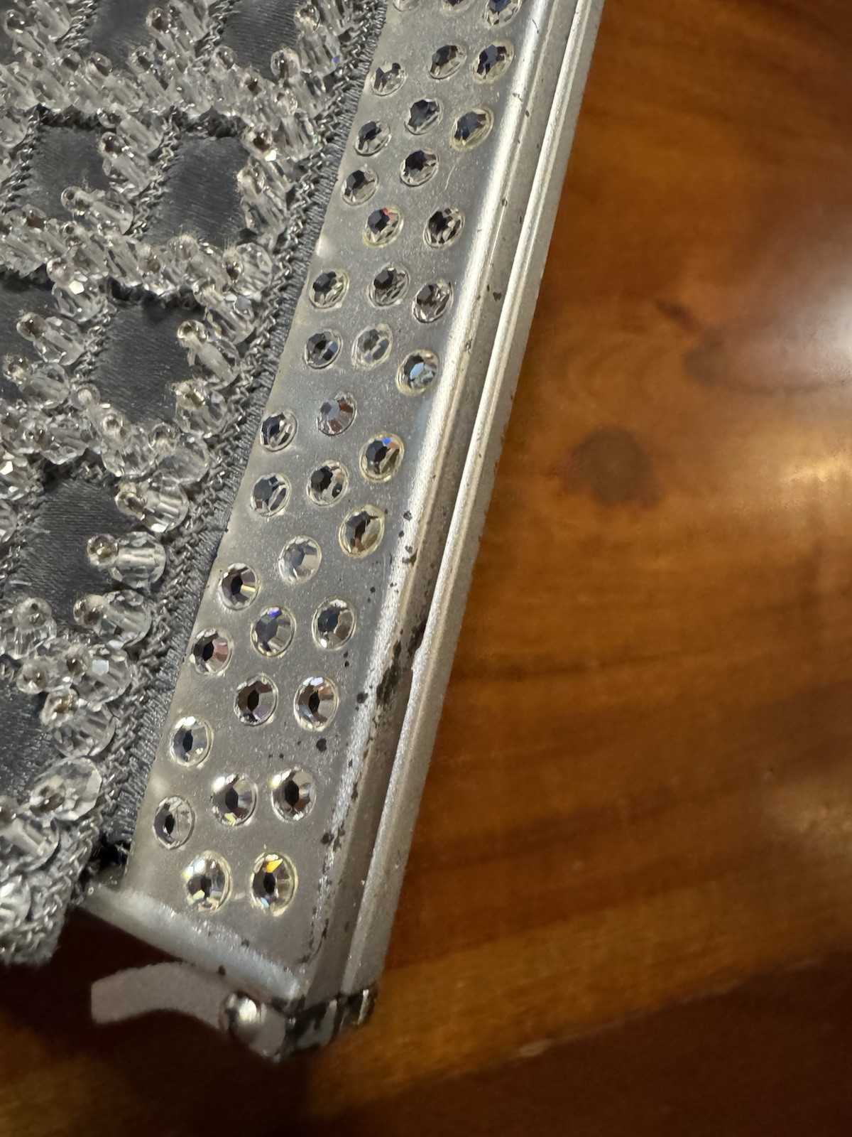 Daniel Swarovski Gray Silver Embellished Evening Purse Bag – Made In Paris