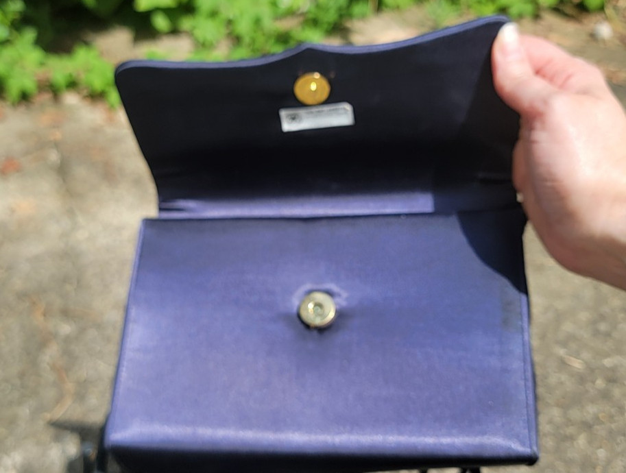 La Regale LTD Vintage Clutch Midnight Blue Satin Made in China 90s Y2K Small