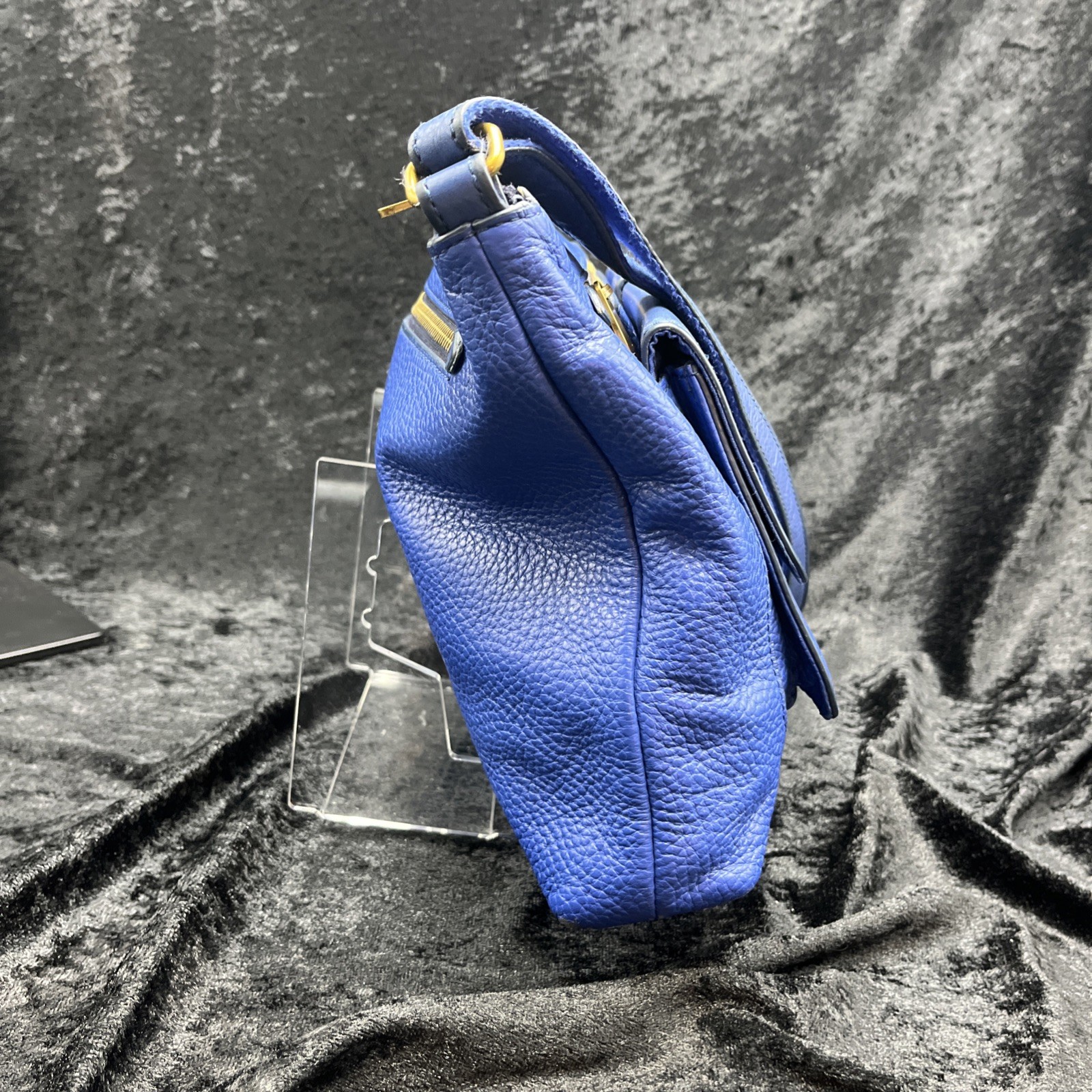 Fossil Genuine Leather Royal Blue Crossbody Shoulder Bag Purse Kinley