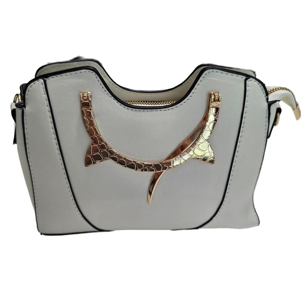 Metal Handle Square Bag Fashion White Contrast Binding.